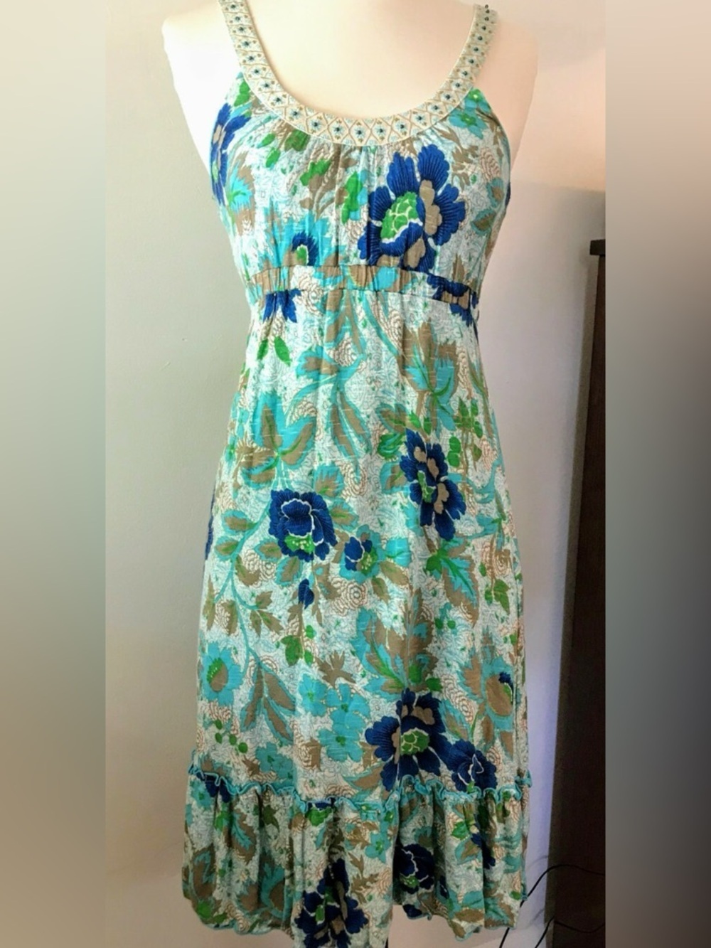 Free People vintage Y2K beaded floral dress size medium